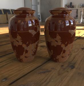 Unique marron avec un design légèrement tacheté, fournitures d'enterrement pour crémation, fabricant indien L MAX B exportation - Product Image 1