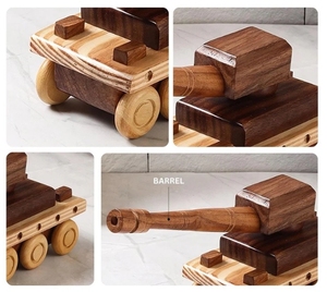 Hecho a mano Sheesham y madera de pino pequeño tanque decorativo arte decorativo rústico decoración del hogar acento hecho a mano granja - Product Image 5