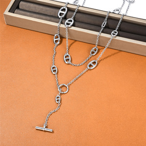 Collier en acier inoxydable plaqué or 18 carats avec maillons en forme de nez de cochon, fermoir OT, chaîne de pull à pampilles pour <span class=keywords><strong>femme</strong></span>, bijoux inaltérables - Product Image 5