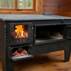 ESTUFA DE LEÑA DE MADERA CON HORNO Y COCINA PARA SALA DE ESTAR Y VILLA, DISEÑO TRADICIONAL - Product Image 1
