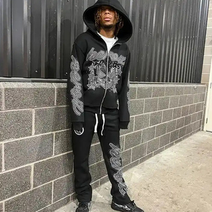 Venta caliente de los hombres Slim Fit Chándal Diseño personalizado con cremallera cómoda Cuello con capucha Patrón sólido para el entrenamiento de invierno - Product Image 3