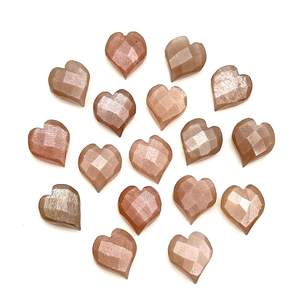 Cuentas de Piedra Lunar en Forma de Corazón, Piedras Lunares Naturales Talladas a Mano para la Fabricación de Joyas, Corazón Facetado de 13 mm - Product Image 2