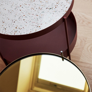 Table ronde en métal moderne et de luxe en pierre à double rangement Vente en gros Fabriqué en Inde Bureau Maison Chambre Restaurant hôtel - Product Image 2