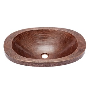 2024 vente chaude nouveauté cuivre lavabo évier fait à la main ferme cuivre cuisine évier D forme martelé conception - Product Image 5