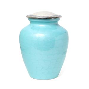 Urna de cremación de latón para adultos clásica esmalte blanco perla con acabado de níquel cromado estilo americano hecho a mano en la India - Product Image 1