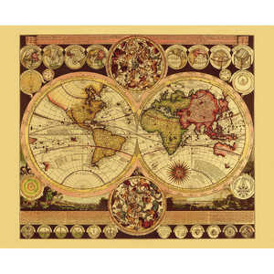 Carte du monde historique en relief sur aluminium, design traditionnel par Dufex - Product Image 1