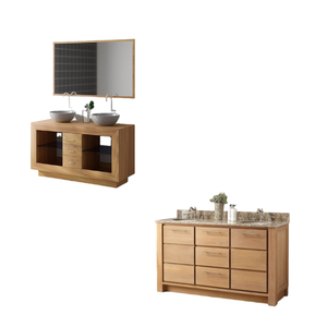 Wholesale Solid Wood Floor Mounted Modern Design Eco-friendly Waterproof Bathroom Vanity Cabinet Made Indonesia High Quality - Product Image 4