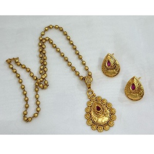 ชุดจี้เคลือบทองแบบโบราณพร้อมต่างหูสำหรับใส่ในงานแต่งงานสร้อยคอสำหรับผู้หญิงมีสไตล์ - Product Image 1