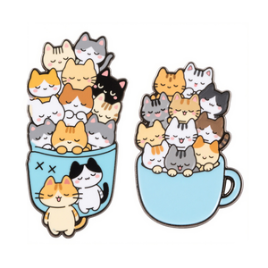 Antique & hiện đại dễ thương phim hoạt hình cho mèo men pins Kitty trâm cài cho cà phê cup Túi & quần áo - Product Image 1