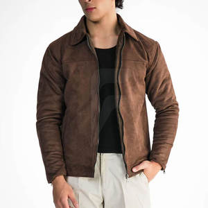 Fall Winter Cow Skin <b>Suede</b> Leather <b>Jacket</b> for Men-Best Quality Breathable Front Logo Casual Design - Product Image 1