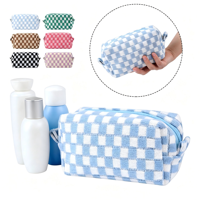 Nouvelle Trousse de Maquillage Légère à Fermeture Éclair Motif Damier Multicolore 2026, Idéale pour les Voyages, Logo Personnalisable