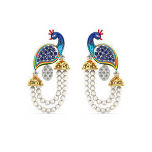 Boucles d'Oreilles Perle Paon Radiant en Or Jaune - Product Image 3