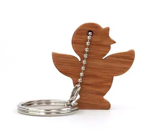 Manufacture Wholesale supplier wood key ring birds design natural Acacia wood handicraft Key ring/chain
