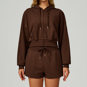 Nuevo Tipo de sudadera deportiva compacta para mujer, cómoda de usar, Sudadera con capucha recortada, jersey con cremallera, sudaderas con capucha para mujer - Product Image 5