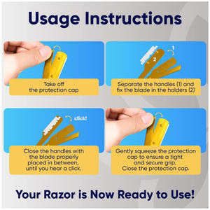 Kit de maquinilla de afeitar de peluquero de acero inoxidable dorado profesional con 100 cuchillas de borde recto desechables incluye cuchillas individuales - Product Image 4