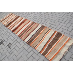 พรมวินเทจลาย Runner ขนาด 2.7x12.1 ฟุต พรมตุรกี พรมขนสัตว์สีน้ำตาล Herki - Product Image 4