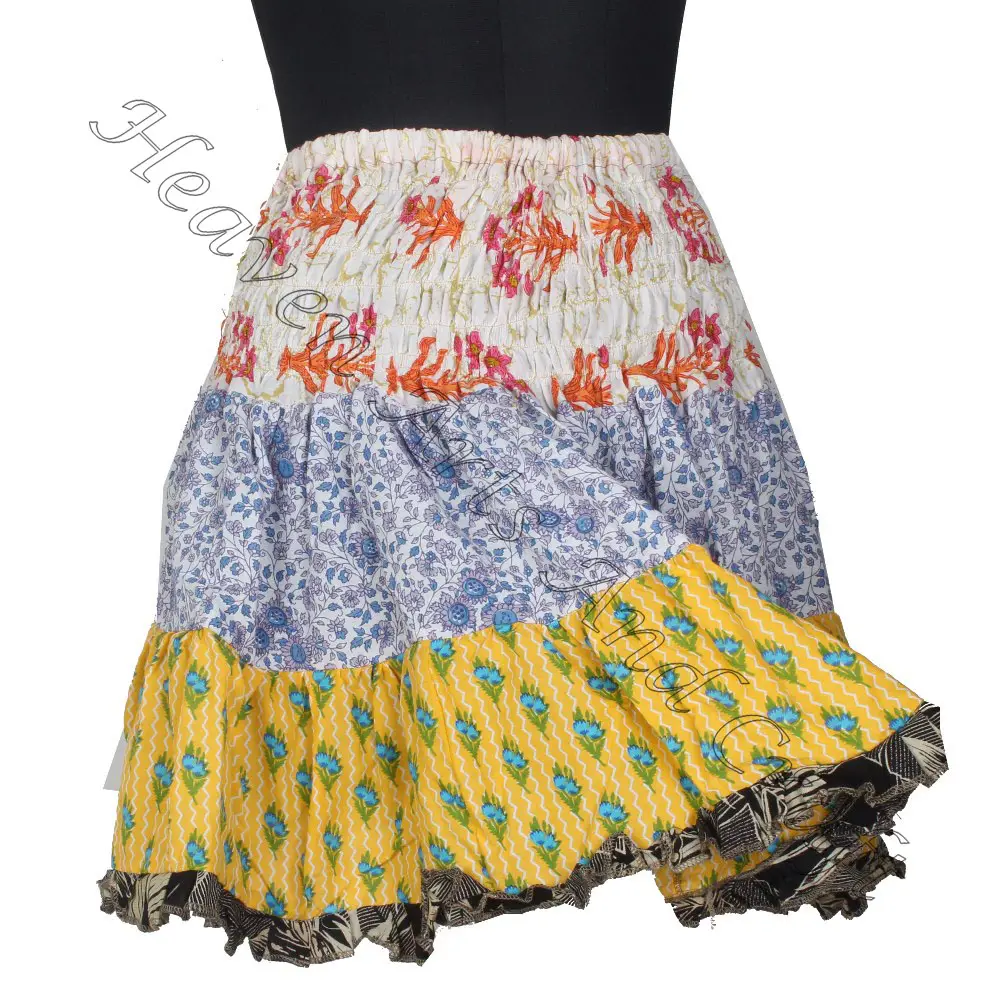 2023 Best summer latest mini patch work skirt design fit mini patch work skirt Vintage Indian Boho Hippie Mini Length Patch Work