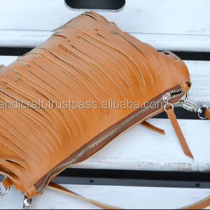 Trendy Leather Fringe <b>Bag</b> Zippered Clutch <b>Bag</b> - Product Image 1