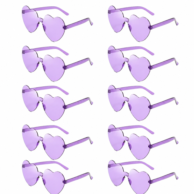 Wholesale Fashion Heart Shapeglasses Rimless Sunglasses Candy Color Party Sun Glasses for Women Girls Party Favor