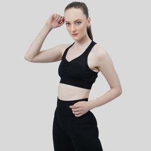 Soutien-gorge de sport blanc personnalisé de haute qualité pour femmes sans couture Gym Yoga Fitness dos croisé licou haut pour Impact Sport marque privée - Product Image 3
