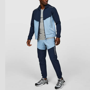 Conjunto de 2 Piezas de Chaqueta Deportiva Transpirable de Invierno con Media Cremallera y Pantalones de Poliéster/Algodón, Cortavientos Informal para Hombre - Product Image 2