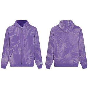 Vente en gros de sweats vintage pour hommes, lettre basique, logo, slogan, imprimé enzymatique, motif de vague d'eau irrégulière lavée, capuche zippée pour hommes - Product Image 5