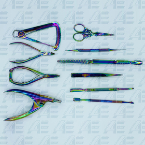 ชุดอุปกรณ์ทำเล็บมืออาชีพ 10 ชิ้น สแตนเลสสตีลสีรุ้ง คีมตัดหนังกำพร้าแบบสองด้าน กรรไกรตัดเล็บ คุณภาพสูง - Product Image 5