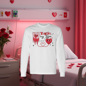 Camiseta de Manga Larga para Enfermera, San Valentín, Temática Médica, con la Frase 'Eres Mi Tipo', Banco de Sangre, Producto Promocional para el Día de San Valentín - Product Image 3