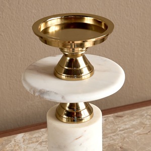 Antique Brass & Marble Candle Holder for Table Decor Elegant Home Accent Modern Candle <b>Stand</b> for <b>Living</b> <b>Room</b> Decoration - Product Image 3