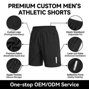 Shorts de sport décontractés pour hommes avec doublure de compression, poche pour téléphone, 100% polyester, pour la course à pied, la salle de sport et les activités sportives - Product Image 2