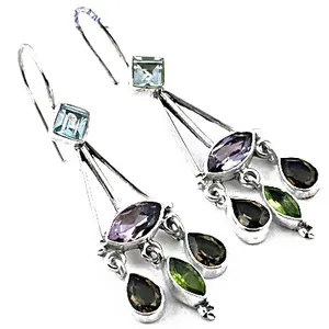 "Vintage <b>Diamond</b> Geometric Drop <b>Earrings</b> with Freshwater Pearl Accents for Women's Wedding & Party Gifts" - Product Image 2