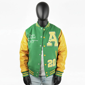 Vente en gros Veste d'hiver Veste de baseball universitaire pour hommes avec manches en cuir Manteau de baseball personnalisé avec broderie en chenille - Product Image 6