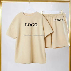 Venta al por mayor de ropa informal de verano de las mujeres XL Oversize camiseta y Jogger Shorts Set para trajes - Product Image 6