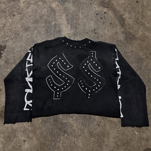 เสื้อยืดแขนยาวสำหรับผู้ชายเสื้อพิมพ์ลายสำหรับผู้ชายเสื้อยืดขอบดิบสำหรับผู้ชายเสื้อยืดแขนยาวสองชั้นขนาดใหญ่ - Product Image 2