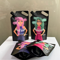 Emballage de shampoing cosmétique personnalisé et réutilisable avec impression en noir 60ml/100ml/250ml/500ml/1000ml pochette à bec debout en aluminium