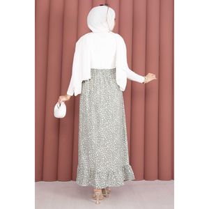 Mint Floral Pattern <b>Skirt</b> <b>Elastic</b> Waistband Comfortable Breathable Chiffon Spandex Digital Print Hawaiian Formal XS Ruffles - Product Image 5