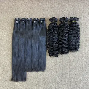 DOUBLE DRAWN BURMESE CURLY AND BONE STRAIGHT COLOR 1B STEAM PROCESSED WHOLESALE PRICE RAW VIRGIN VIETNAMESE HAIR CUTICLE ALIGNED