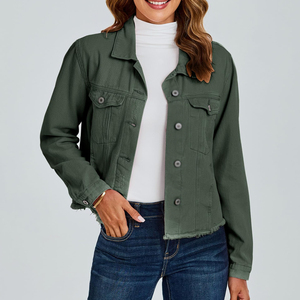 Chaquetas de mezclilla teñidas lisas ligeras para mujer Venta al por mayor Nueva moda Precio barato Chaquetas de mezclilla para mujer - Product Image 4