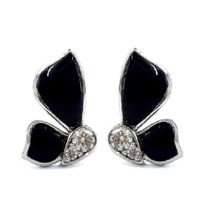 Boucles d'oreilles pendantes personnalisées pour femmes, logo personnalisé, meilleure qualité, or blanc massif 18 carats, onyx, papillon, cadeau, anniversaire de mariage, fête - Product Image 1