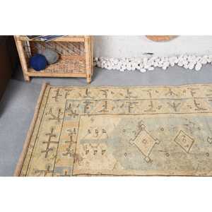 Alfombra Turca de 3.9x6.2 pies, Alfombra Vintage Beige a Rayas de Lana - Product Image 5