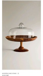 Base Redonda Premium de Madera para Pastel con Cúpula de Cristal, Bandeja Rústica para Exhibición de Postres, para Decoración de Bodas y Fiestas de Cumpleaños - Product Image 5