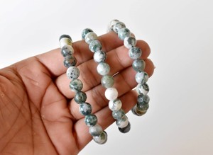 Premium Natural Healing Tree Agate 8mm Round Crystal <b>Bracelet</b> At Wholesale Price For Meditation Jewelry - Product Image 2
