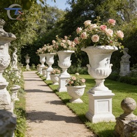 Pots à fleurs en GRC de style européen classique, sculptés, pour l'aménagement paysager extérieur, pots à fleurs carrés, directement de l'usine