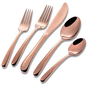 Ensemble de couverts en argent rose de luxe 5 pièces, cuillère, fourchette, couteau, couverts en acier inoxydable pour mariage, événement, restaurants - Product Image 4