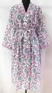 Estilo bohemio Vintage moda verano Loungewear Spa bata Kimono Vestido ligero Material viscosa cinturón largo bata Mujer - Product Image 3