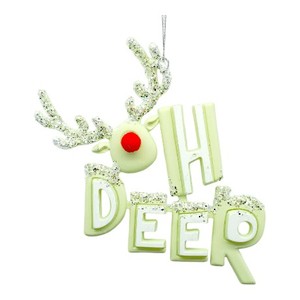 ของตกแต่งคริสต์มาสและปีใหม่ ดีไซน์ไม่ซ้ำใคร รูปทรงมาการอง สีชมพูพาสเทล สีเขียวอ่อน สีแดง สีเงิน ประดับกลิตเตอร์ อะคริลิค พร้อมข้อความ OH DEER - Product Image 3