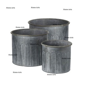 Juego de macetas de flores galvanizadas de calidad superior de 3 macetas de interior y exterior de diferentes tamaños del mejor exportador de la India - Product Image 5