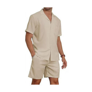 2025 vente en gros été décontracté vêtements d'extérieur pour hommes ensembles chemise boutonnée et short tenue de plage pour hommes ensembles de tenues de vacances - Product Image 1
