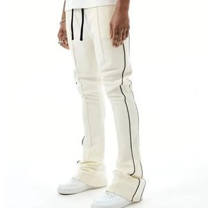 Men's Casual Sportswear Sweatpants Elastic Waist Quick Dry <b>Stacked</b> Flare Breathable Polyester Side Stripes Mid Waist Viral Track - Product Image 5