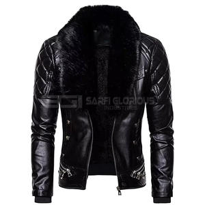 เสื้อแจ็กเก็ตหนังแฟชั่นใหม่สำหรับผู้ชายเสื้อแจ็คเก็ตหนังกันลมราคาสมเหตุสมผลบริการ OEM ใส่สบาย - Product Image 1
